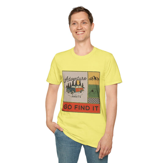 Adventure Awaits Unisex T-Shirt, Nature Lover Tee, Outdoor Apparel, Travel Shirt, Gift for Adventurers